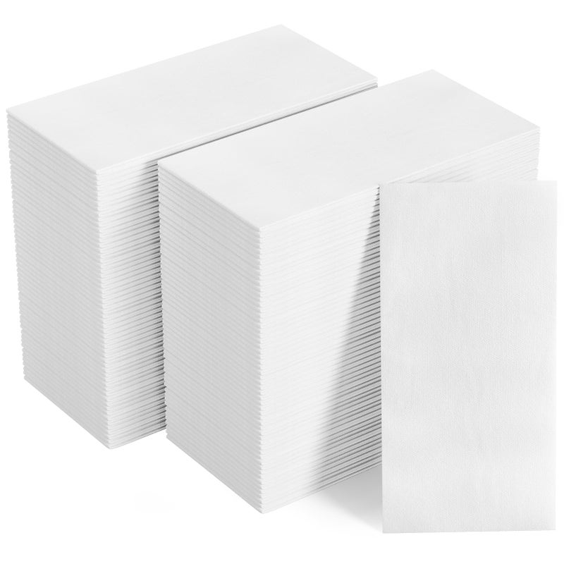 FOCUSLINE 480 Disposable Bathroom Napkins, Linen-Feel Paper Guest Towels, Soft and Absorbent Paper Hand Towels Party Napkins for Bathroom, Kitchen, Dinner, or Event, White, 12" x 17" - Image 1